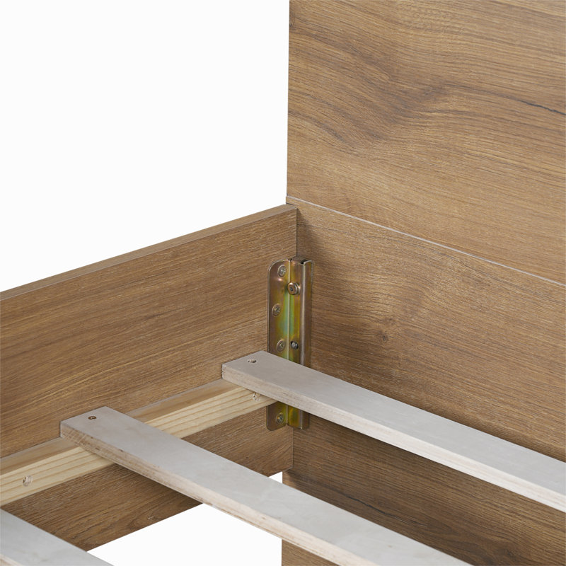 Engineered Wood  Bed Frame,Natural & Black Color, King, Natural/Black