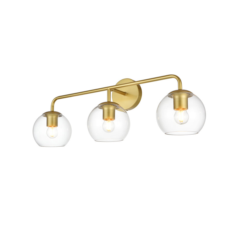 Dimmable Vanity Light, Brass, 3 Lights, 10" H x 28" W x 28" D
