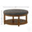 Large Round Upholstered Tufted Linen Ottoman Coffee Table, Solid Wood Shelf For Durable And Stylish Home Decor-50775070-50775069