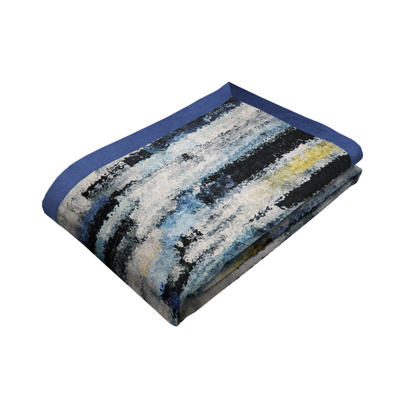Mccraw Velvet Throw Blanket, Navy Blue, W265 x L380cm