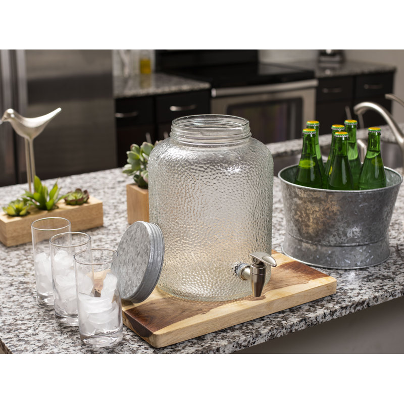 Distributeur de boissons en verre galets 2,5 gallons avec support galvanisé BirdRock Home