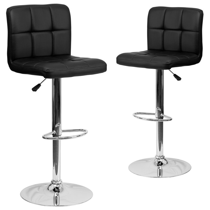 Leonardo Swivel Upholstered Adjustable Height Counter Stool, Black