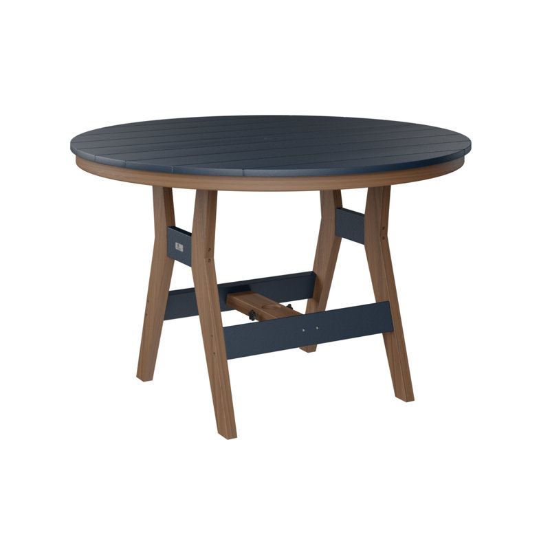 Berlin Gardens Harbor 60″ Round Counter Height Table, Antique Mahogany, Navy Blue, 35.5" H x 48" W x 48" D
