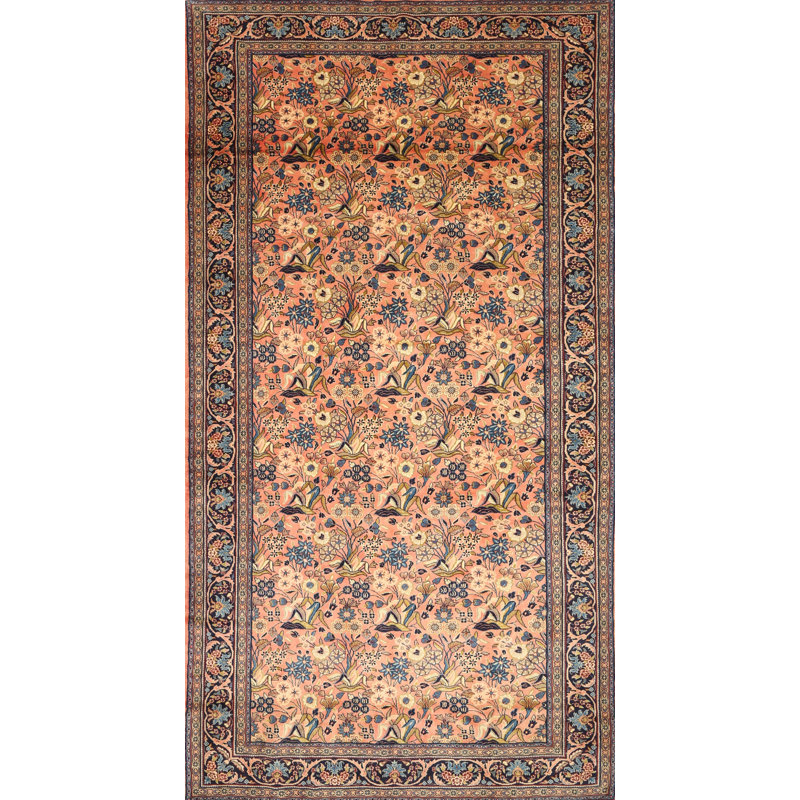 Tapis floral floral / noir / crème, Rectangle 6 pi x 9 pi