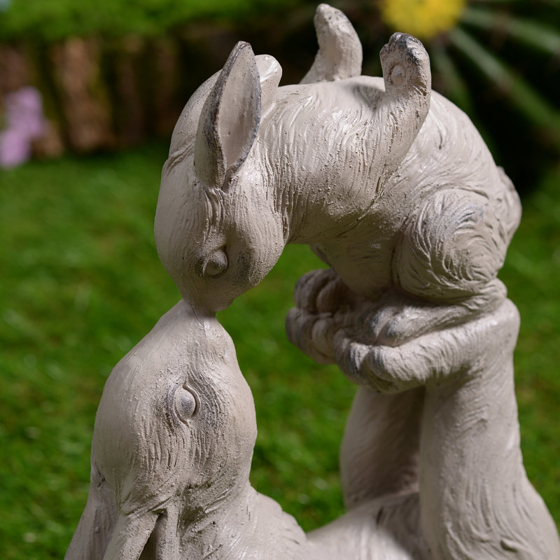 Statue de jardin maman et bébé lapins