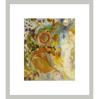 «Deux jeunes filles parmi les fleurs» par Odilon Redon, impression giclée sur cadre