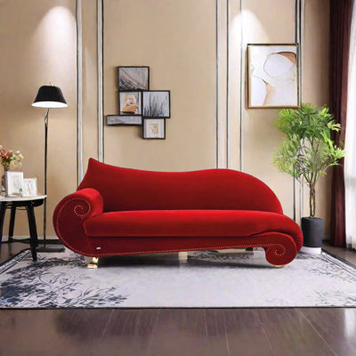 Soft Fabric Chaise Longue with Wood Frame