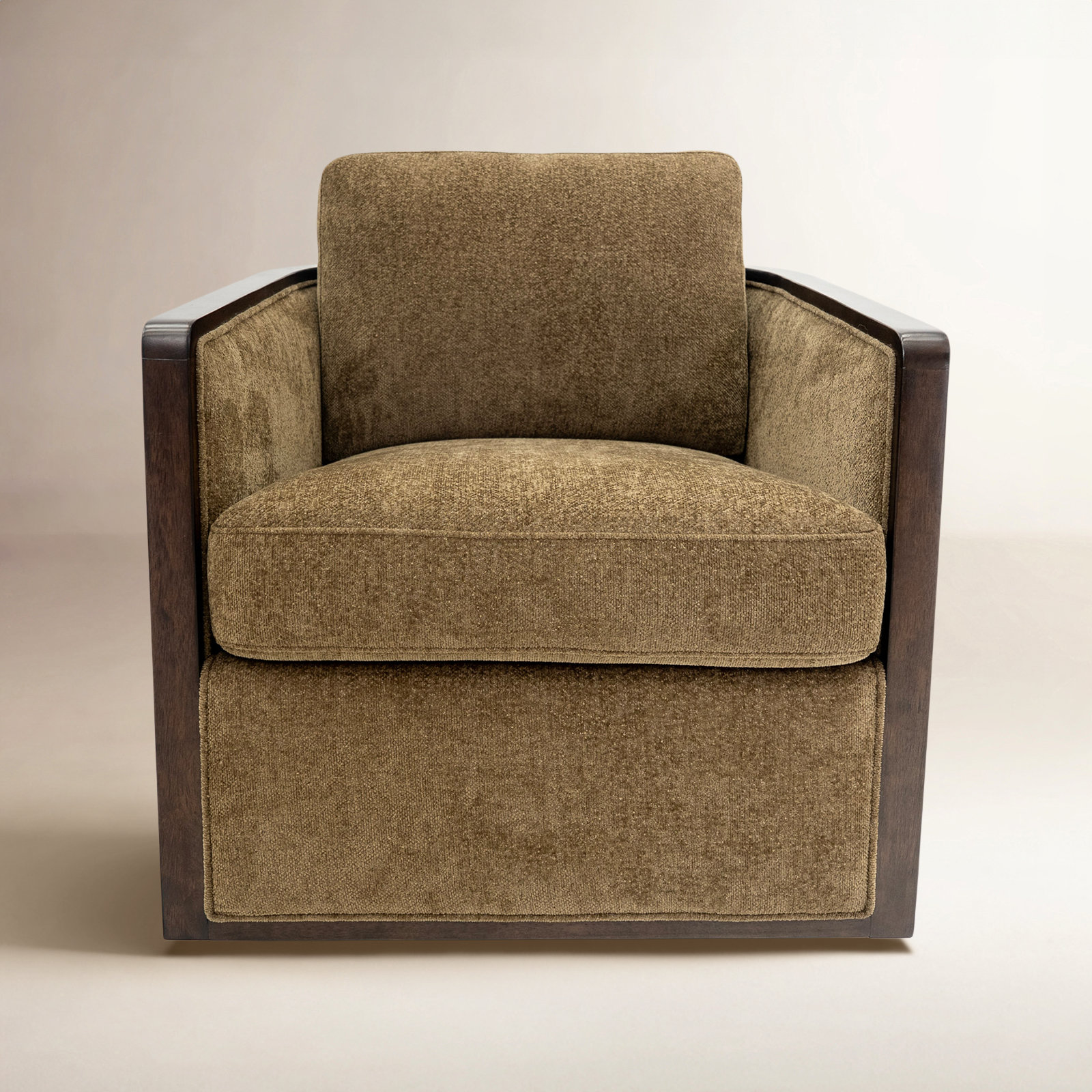 Clarisse Linen Swivel Armchair, Light Coffee
