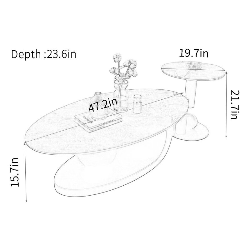 Table de bout Creative, H 15,7 po x L 47,2 po x l 23,6 po