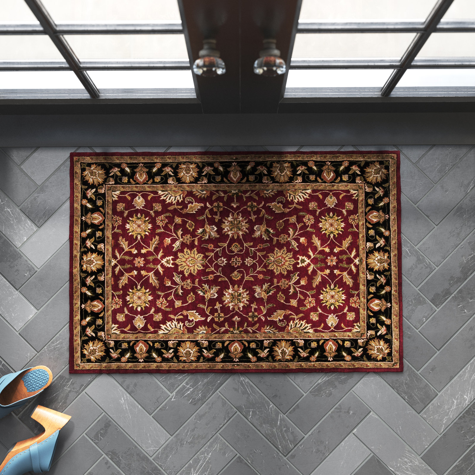 Byler Garnet Hand-Tufted Wool Oriental Rug, Rectangle 2' x 3'