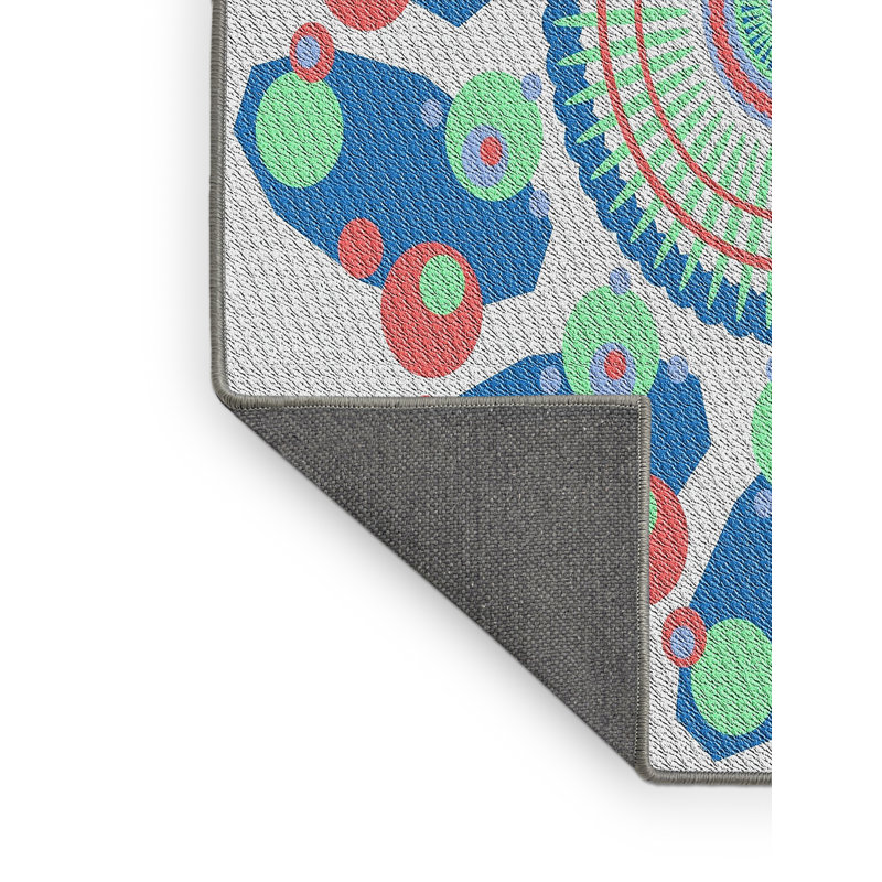 Laine tissée à la main avec motif géométrique en laine et polyester bleu/rouge/gris Tapis décoratif, Rectangle 8 pi x 10 pi