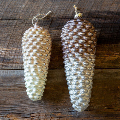 12.5 " Glass Pinecone Hanging Figurine Ornament