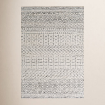 Colwich Gray Beige Hand-Woven Outdoor Geometric Rug