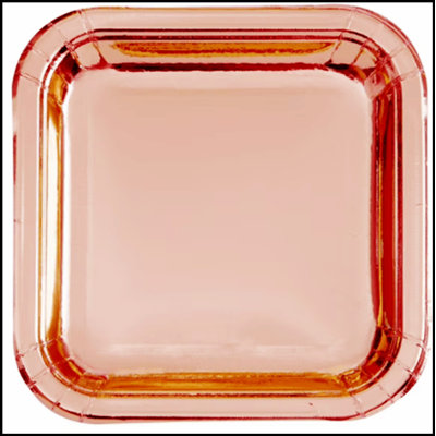 Way to Celebrate! Foil Rose Gold Paper Dinner Plates, Perfect for Elegant and Festive Occasions, 9in, 8ct