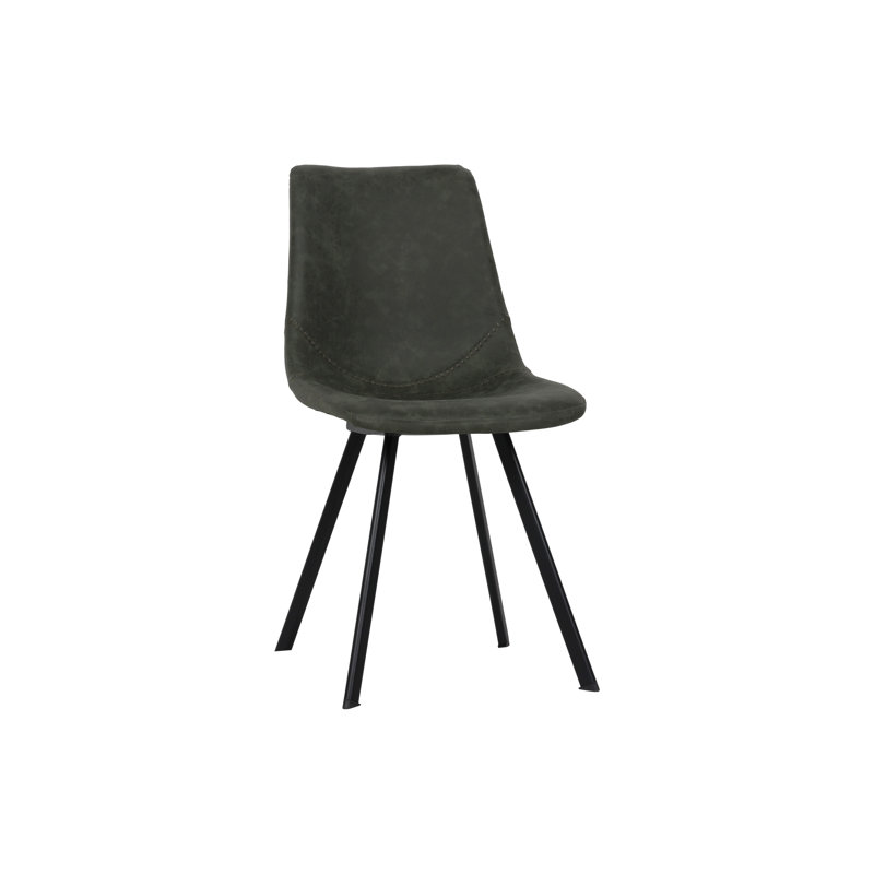Chaise de salle à manger en cuir Annalise, Noir anthracite, Noir, Simple