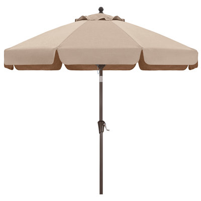 9' Scalloped Olefin Market Umbrella with Tilt and Crank Lift