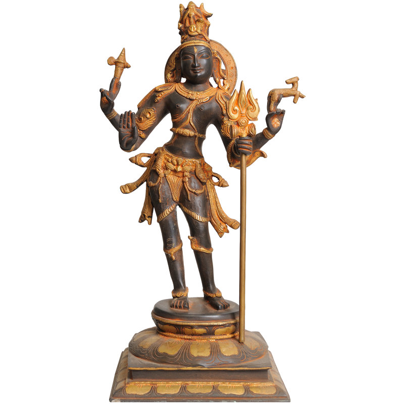 Statue de Shiva as Pashupatinath en laiton fabriquée à la main - divinité protectrice de 21 pouces pour autels spirituels, espaces de méditation et décor inspirant