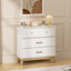 Armoire de rangement à 3 tiroirs de style nordique, commode blanche moderne avec poignées en or rose et base en bois massif, petit espace de rangement pour bureau, chambre d'enfant, chambre de bébé