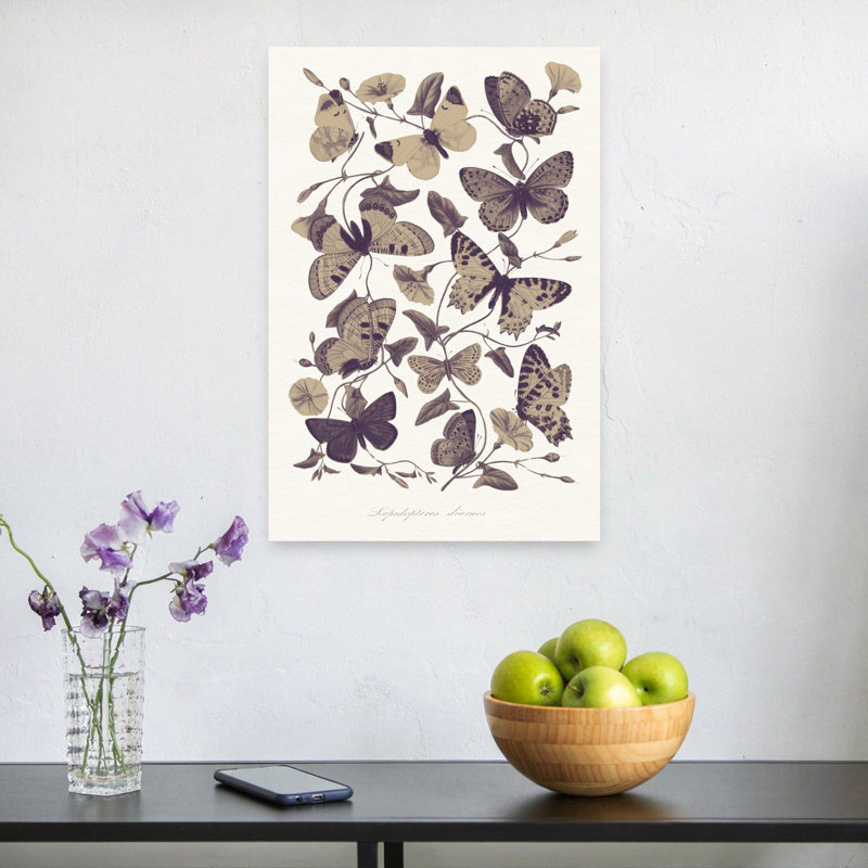 Papillon rétro botanique classique délicat papillon papillon, 24" H x 16" W