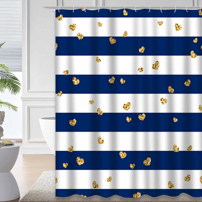 Rideau de douche En Hearts Stripes, L 72 po x l 72 po