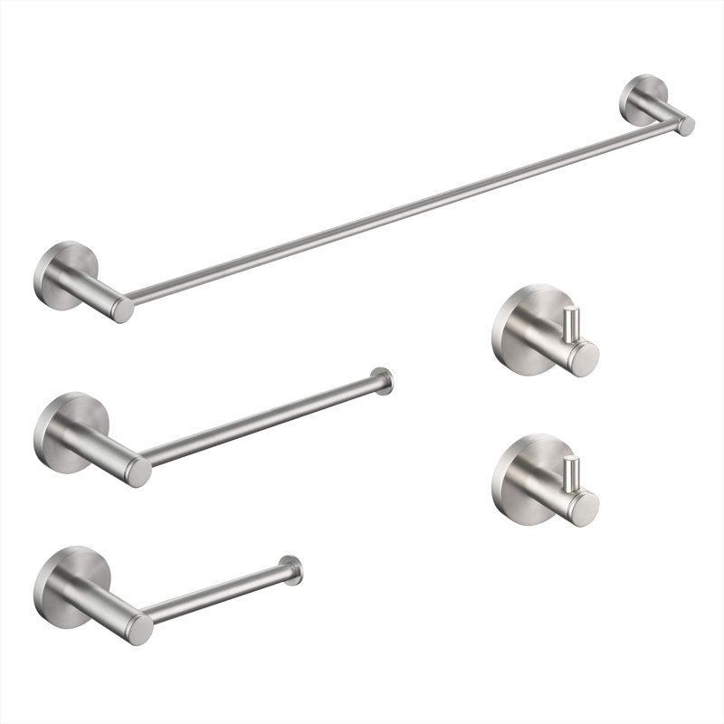 Circular 5 - Piece Bathroom Hardware Set, Brush Nickel
