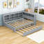 Lit de jour en bois avec lit gigogne simple, tablettes et station de charge-670443142-670443140