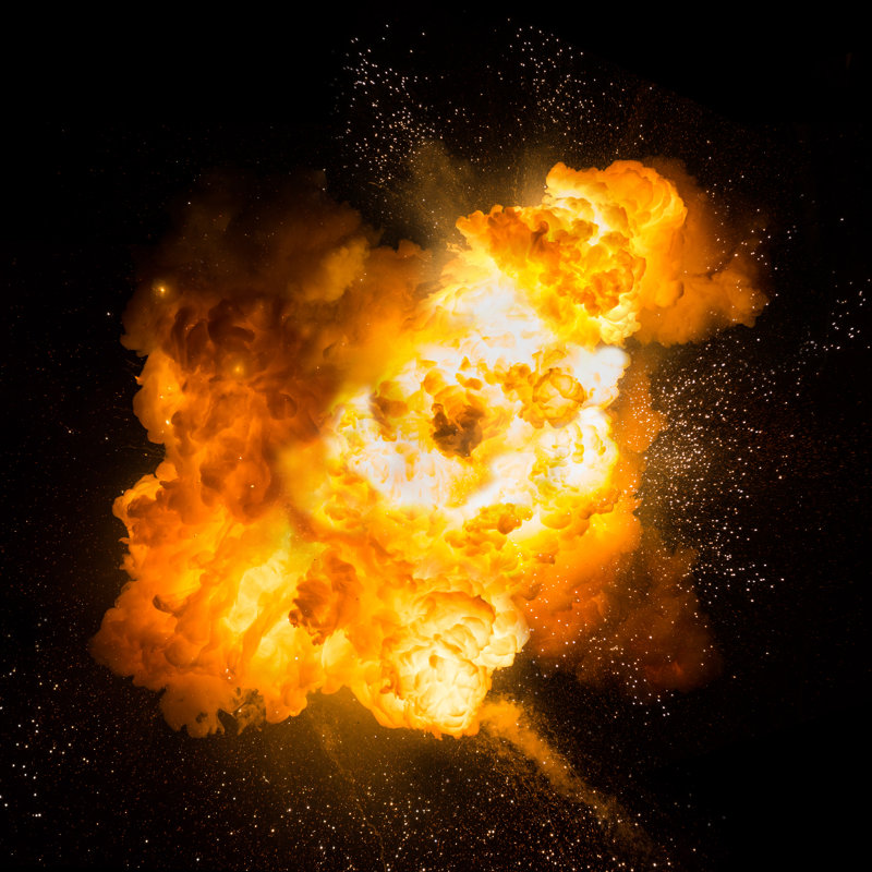 Realistic Fiery Explosion - Wrapped Canvas Print, 30cm H x 30cm W x 3.8cm D