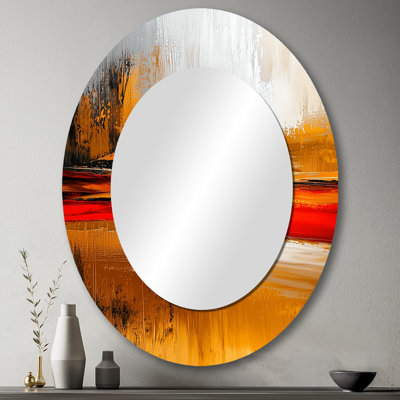 Jour et nuit Golden Mountain Landscape I - miroir mural ovale traditionnel
