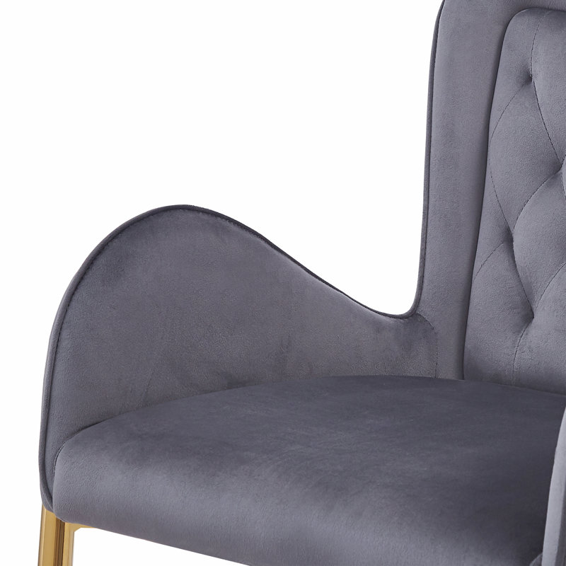 Ensemble de 2 tabourets de bar à hauteur de comptoir 28,75 pouces, tabourets en velours avec pieds et repose-pieds dorés, gris