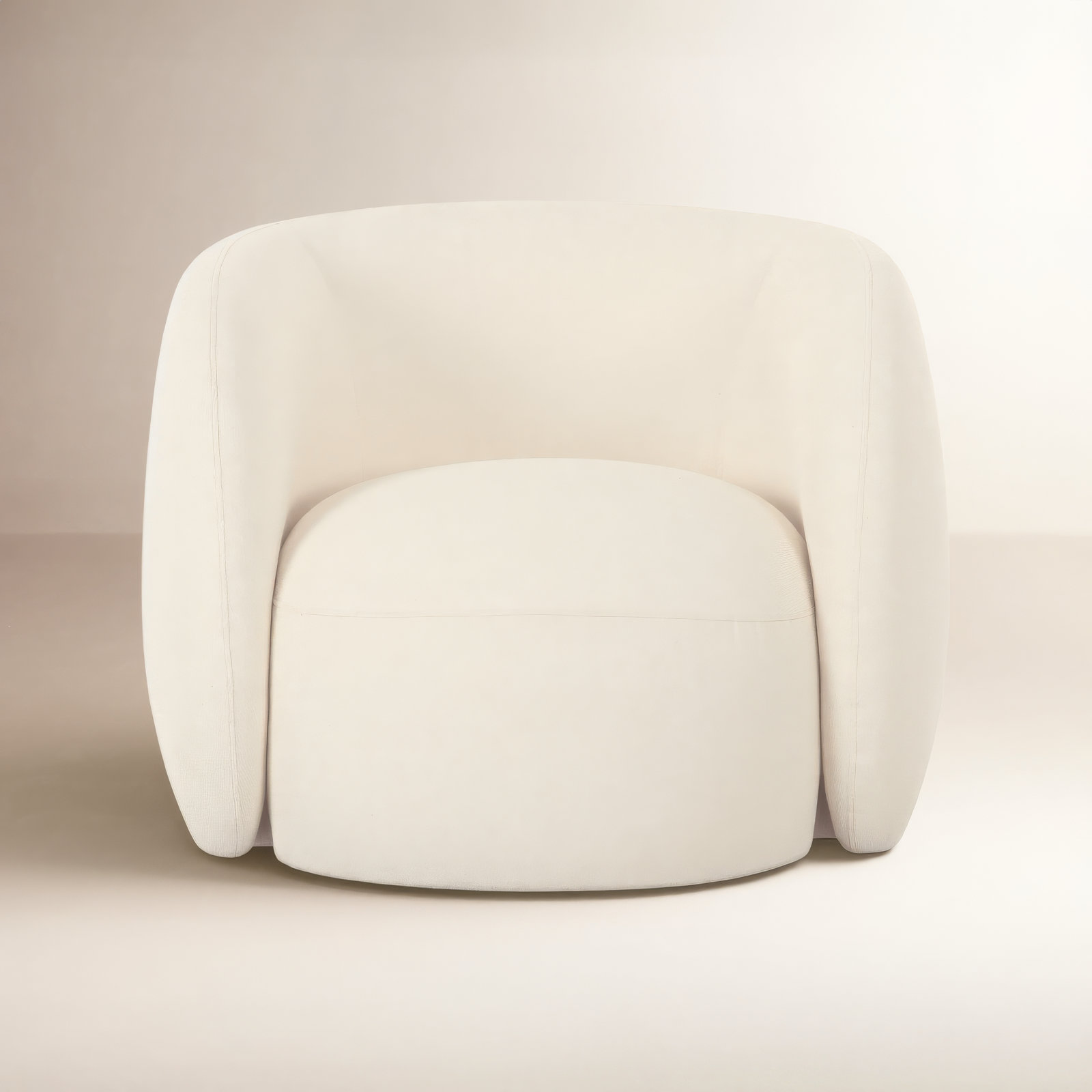 Millen Upholstered Barrel Chair, Cream Performance Basketweave