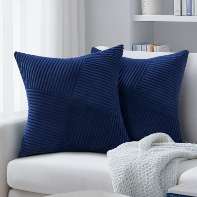Corduroy Throw Pillow Covers,Soft Corduroy Couch Decorative Pillow Covers Windmill Textured Striped Cushion Cover,Set of 2