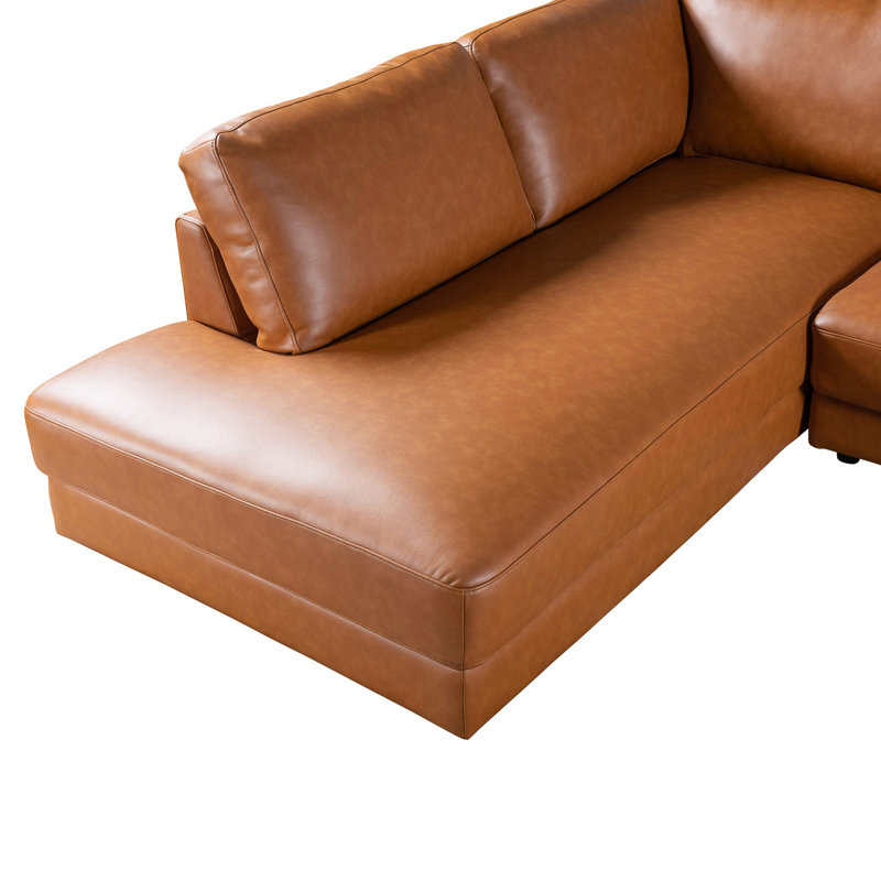 Canapé modulaire Glander - Cuir cognac, Orienté à gauche (vu de face)
