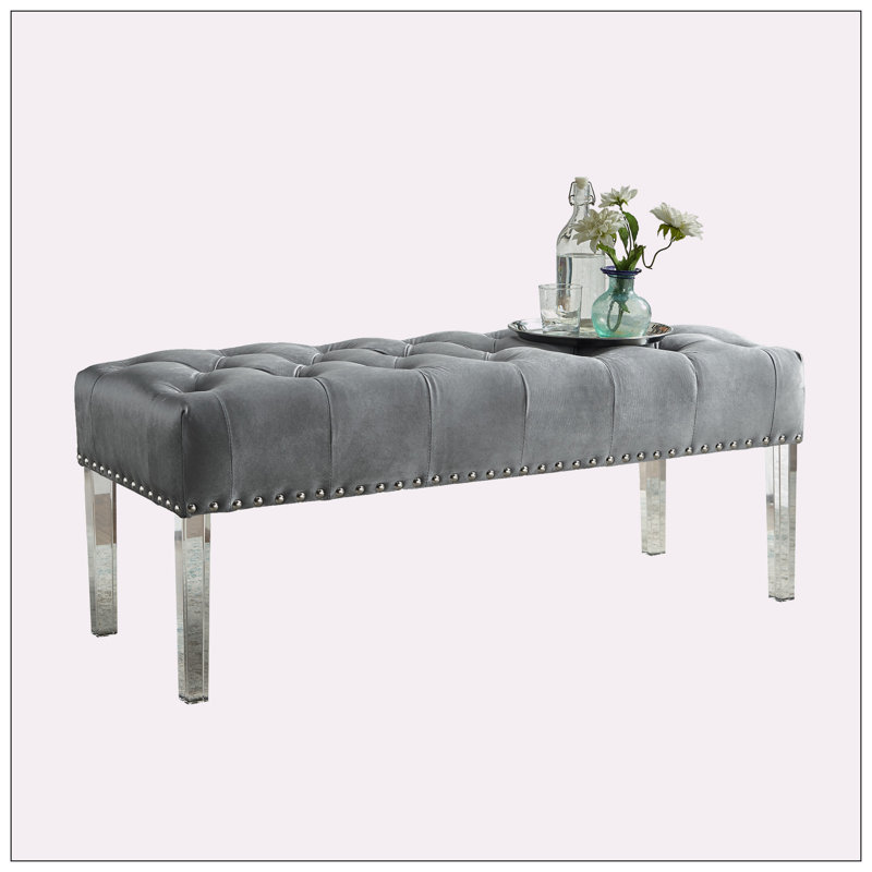 Keyilah Velvet Upholstered Bench, Gray