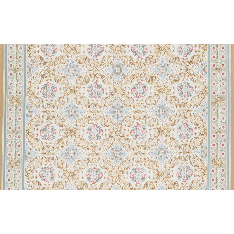 Hand-Knotted High-Quality Ivory and Black Area Rug