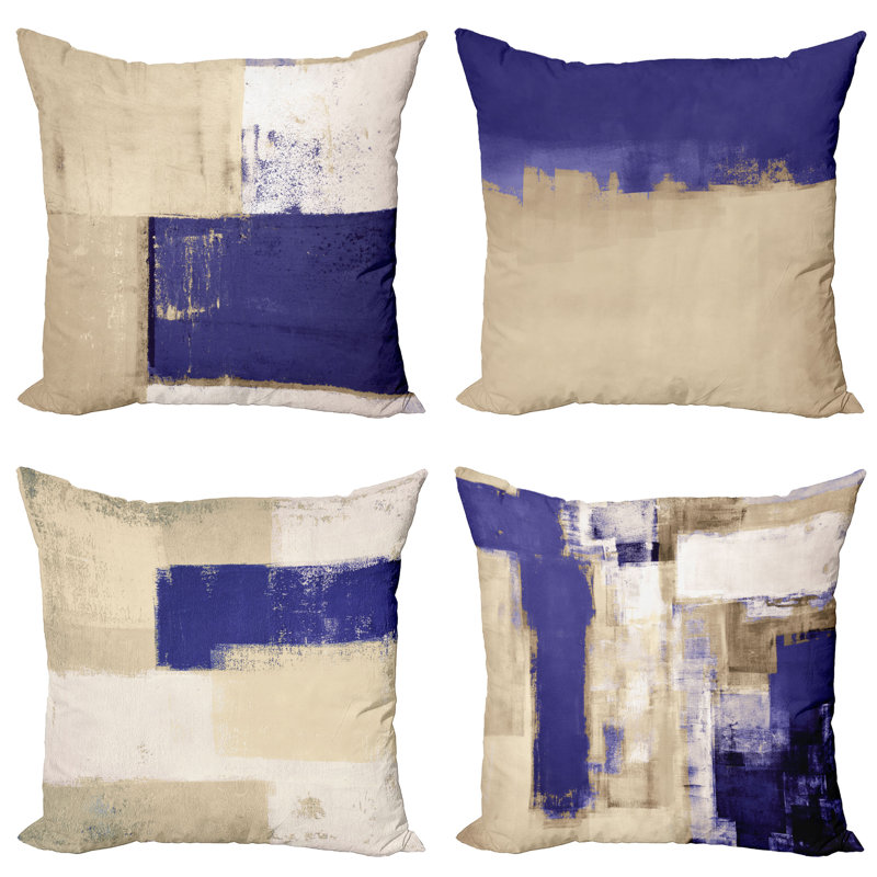 Reversible Pillow Cover, 20" H x 12" W, Violet Blue / Beige