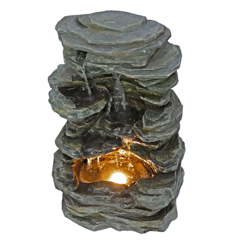 Brearley Weather Resistant Cascade Fountain with Light