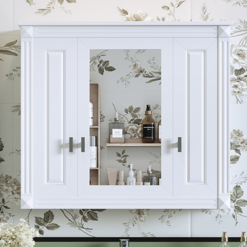 Armoire de rangement murale de salle de bain avec miroir, armoire à pharmacie murale