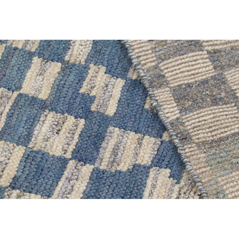 Moroccan Hand Knotted Geometric Area Rug, Rectangle 10' x 14'