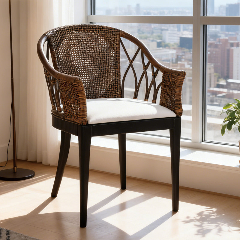 Chaise d'appoint rembourrée en rotin