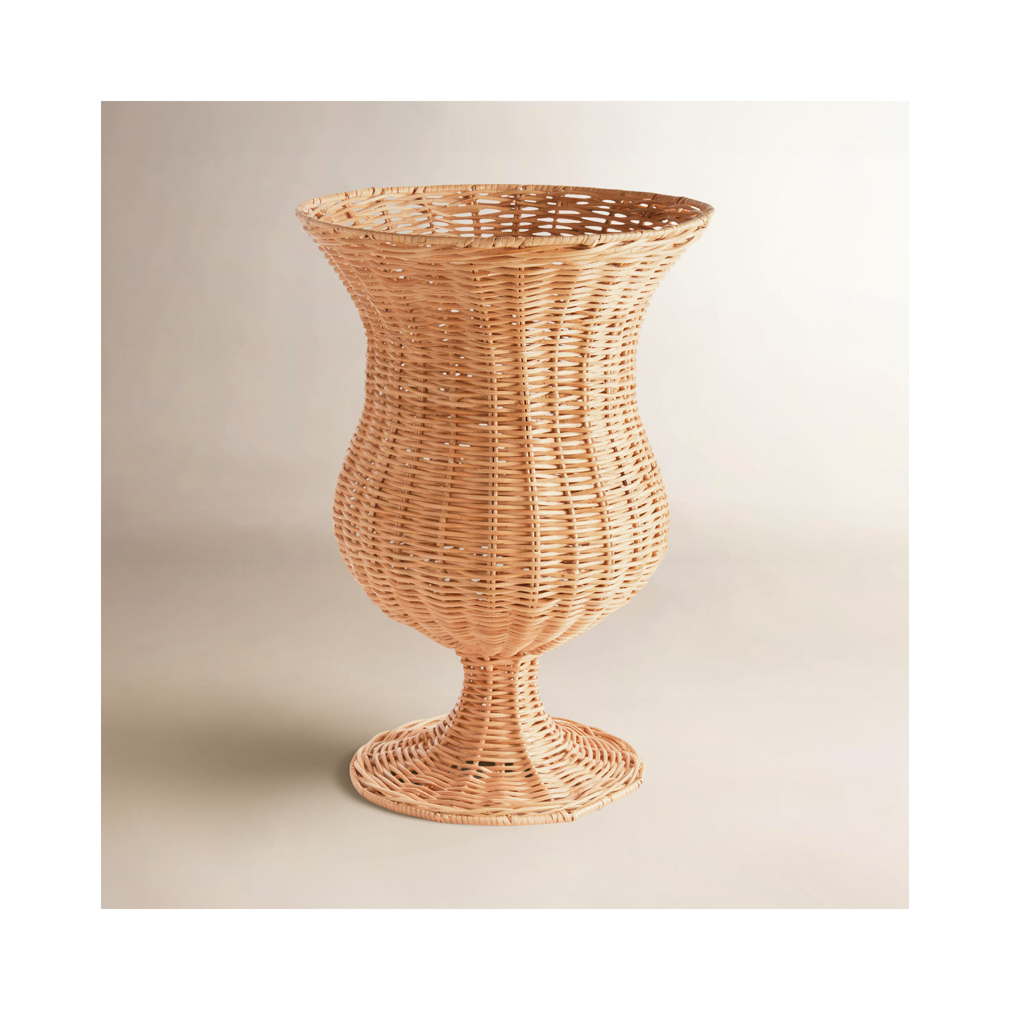 Classique Urn Lesles Rattan Woven Footed in Natural, 22" H x 15.5" W x 15.5" D