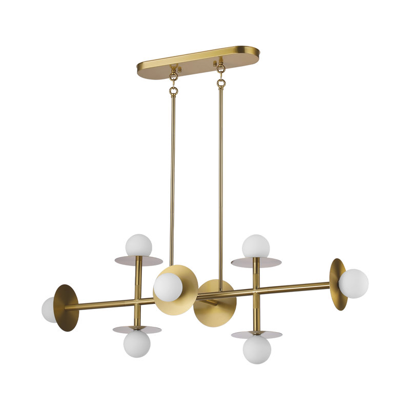 Lustre linéaire à 8 lumières en laiton poli, Laiton poli