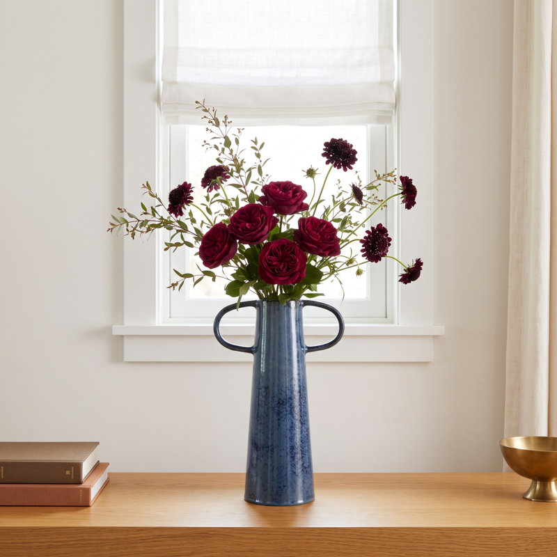 Tamera And Gray Ceramic Textured Cone Vase With Curved Handles