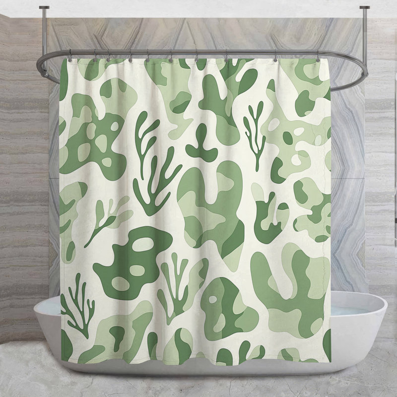 Rideau de douche à motif camouflage - Décoration de salle de bain nature rustique, H 93 po x l 70 po