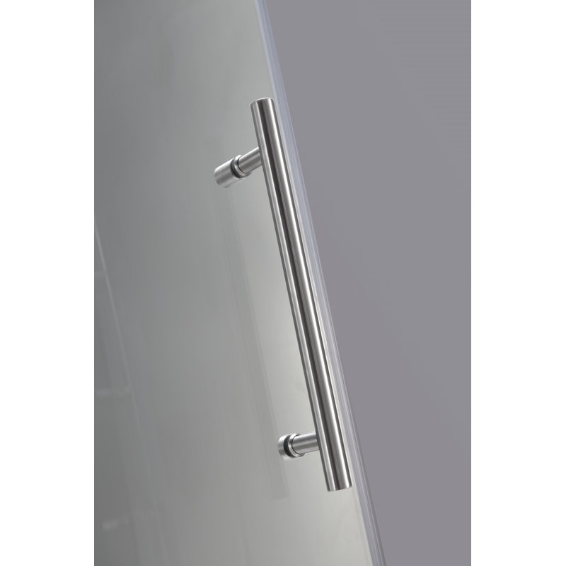 Porte de douche coulissante sans cadre 60 po x 75 po ZenArch, Acier inoxydable brossé, Vers la droite