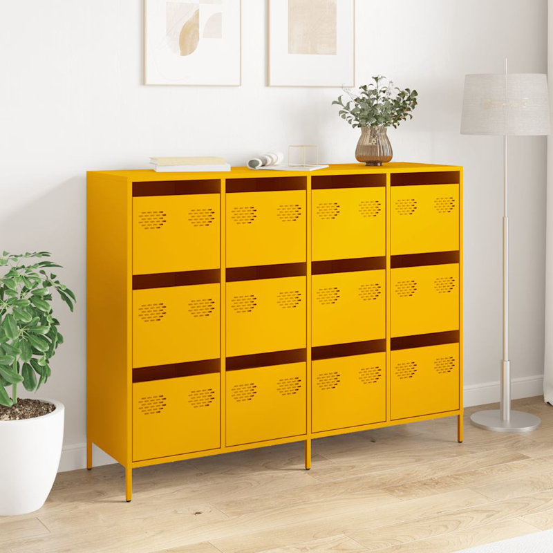 Sideboard 135X39x103.5 Cm Cold-Rolled Steel, Mustard Yellow