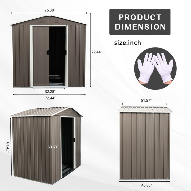 Outdoor 6ft X 5ft Metal Shed, Gray - Galvanized Iron Construction For And Versatile Living Storage Shed 5ft, Dependable, Gray
