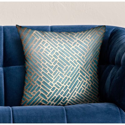 Golden Brick Sequined Silk Reversible Throw Pillow