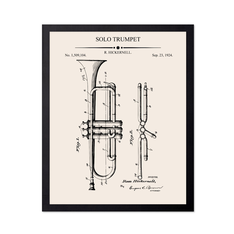 Trompette Blueprint No2, Unframed, Poster, 08"H x 10"W
