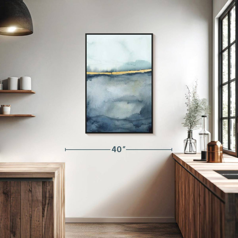 Horizon côtier II, 25 po x 37 po, Cadre flottant noir