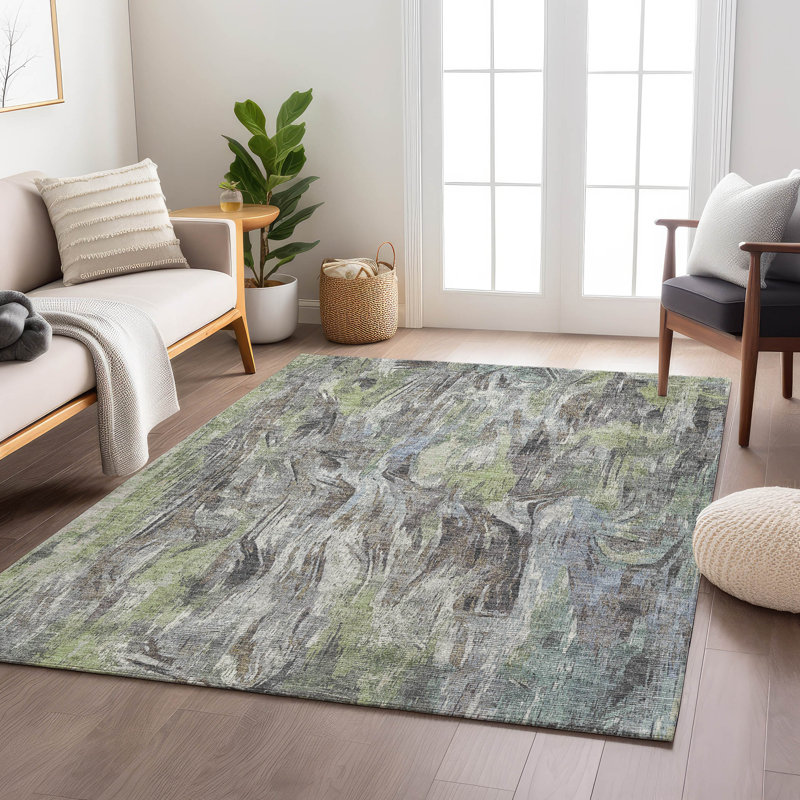 Machine Washable Indoor/Outdoor Jenning ACN2269 Abstract Rug, Rectangle 10' x 14'